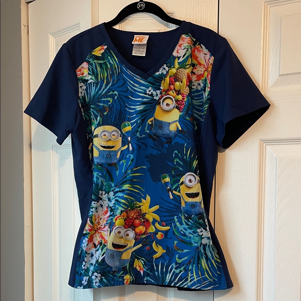 Minions Navy Blue Scrub Top